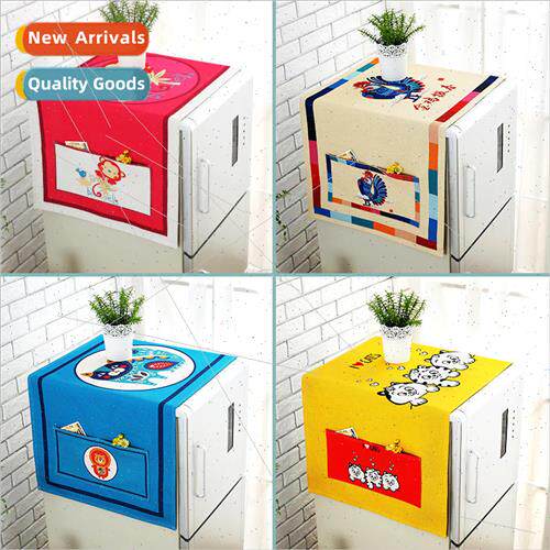 ngle door refrigerator cover cotton linen fabric dust cover