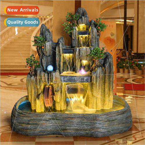 Large rustic running water wigwam feng shui wheel fountain l