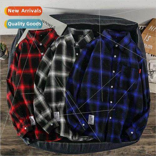 Autumn Hong Kong  ins plaid shirt mens long-sleeved Korean n