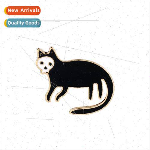 Japanese cartoon oil drop skull mask cat kitten brooch lapel