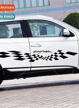 Race flag car stickers creative modification black and white