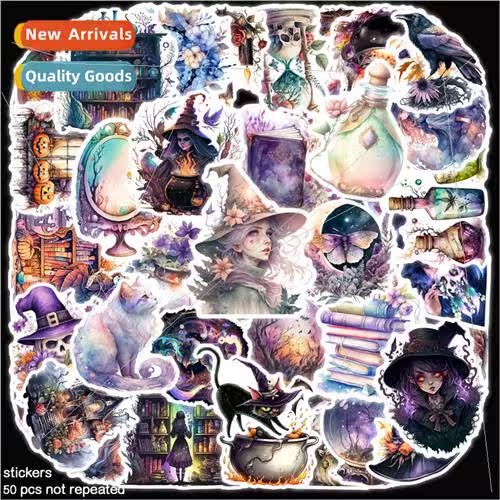 50 Halloween gothic  witch stickers retro creative phone cas