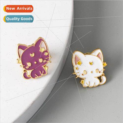 Cartoon cute cat brooch star moon cat alloy oil drop jewelry
