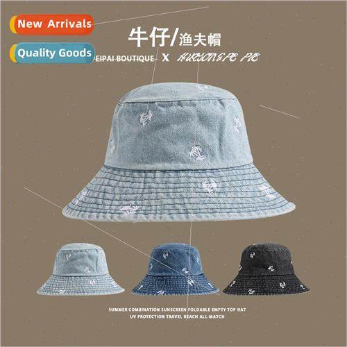 2023 new Japanese cypress e embroidery fisherman hat female