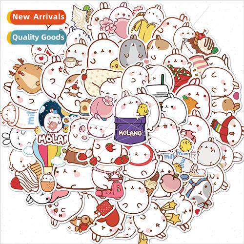 50 cartoon cute round roll rabbit graffiti stickers decorati