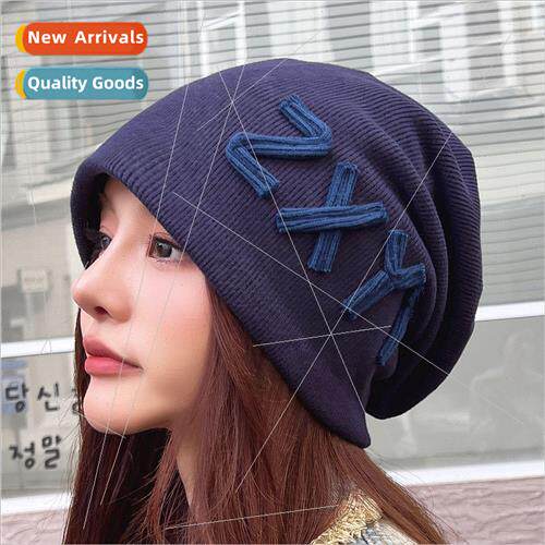 Big head circumference stacked cap fall and winter show face