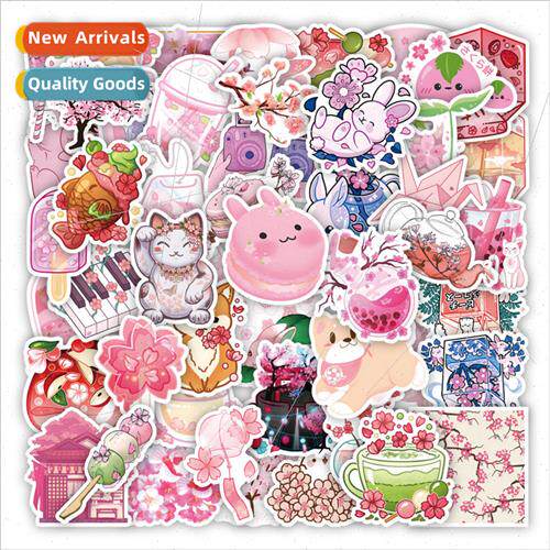 50 new small fresh purple cherry blossom graffiti stickers d