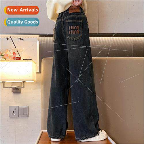 Girls jeans fall and winter padded 2023 new childrens clothi