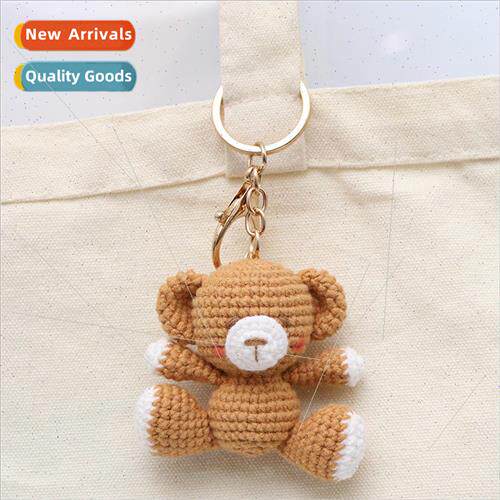 Finished handmade crocheted pendant wool knitted bear charm