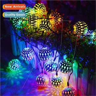 led hollowed out Moroccan ball Christmas colorful lights iro