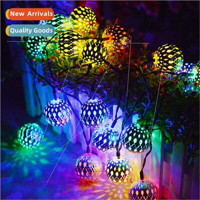led hollowed out Moroccan ball Christmas colorful lights iro
