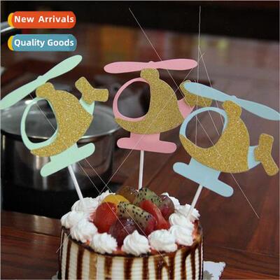 Helicopter Airplane Cake Flag Plate Card Party Supplies Dess