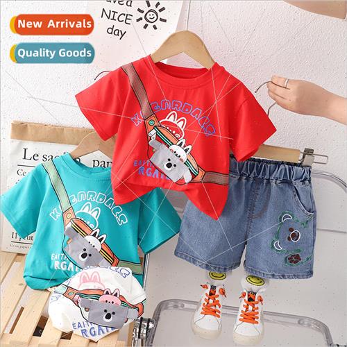 2023 summer new childrens suit boys cartoon bunny backpack r
