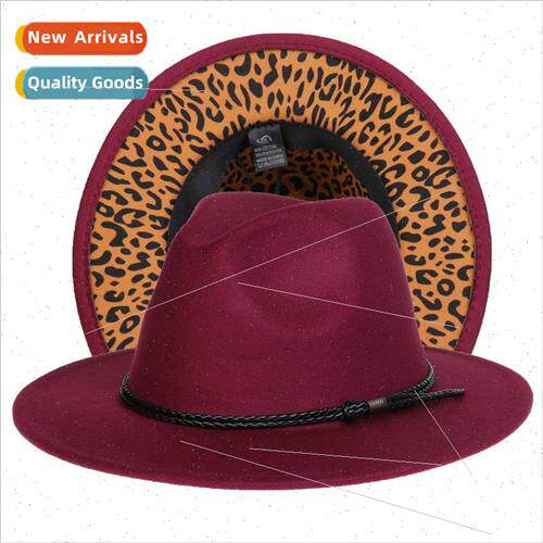 Mens and womens couple cap leopard jazz large brim hat doubl