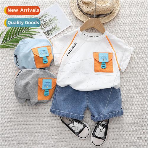 Boys short sleeve suit shirt striped Hong Kong  two-piece co