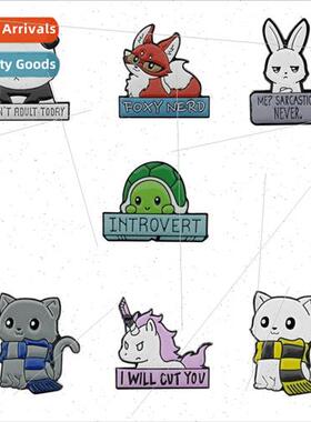 Cute little turtle panda fox rabbit cat unicorn pin badge cr