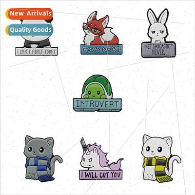 Cute little turtle panda fox rabbit cat unicorn pin badge cr