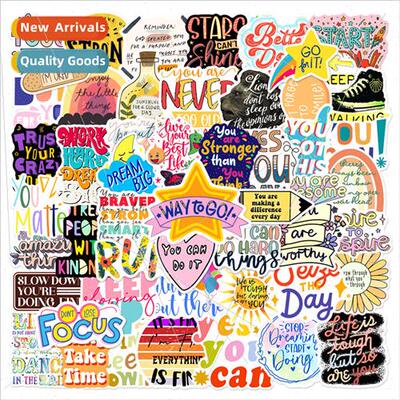 50 small fresh inspirational English graffiti stickers water