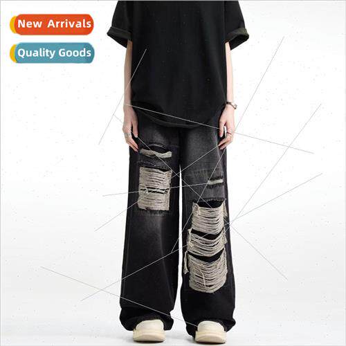 American set patch hole jeans mens summer ins design niche d