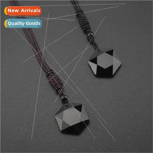 Spiritual Pendulum Energy Stone Obsidian Hexagram Necklace M