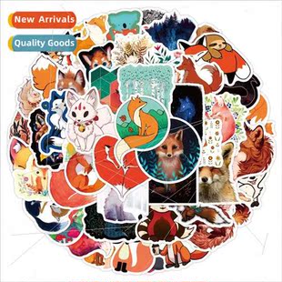 little animal cell cartoon stickers cute decorative fox