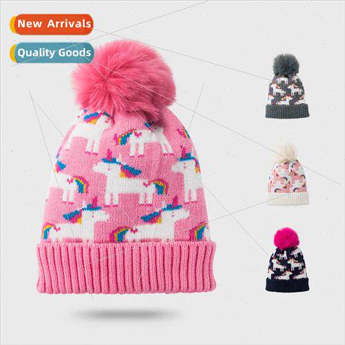 Childrens wool hat autumn and winter padded thickened warm c