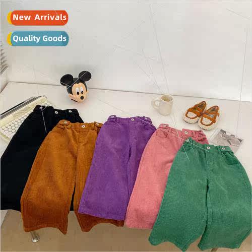 Childrens pants 2023 fall boys and girls Korean  of corduroy