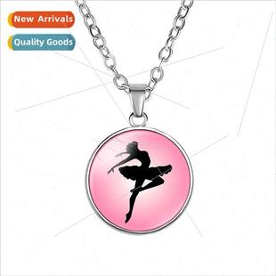 New Pink mple Ballet Theme Time Gemstone Pendant Necklace Ba