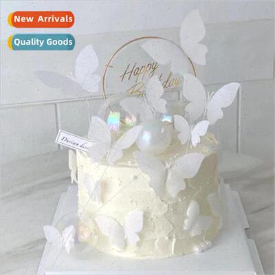 Paper white butterfly birthday cake baking decoration insert