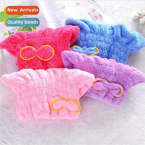 Coral Velvet Ladies Thickened Quick Drying Cap Absorbent Bow