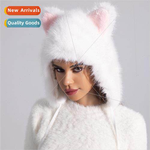 Winter plush cap hairy thunderbolt hat female thickened warm