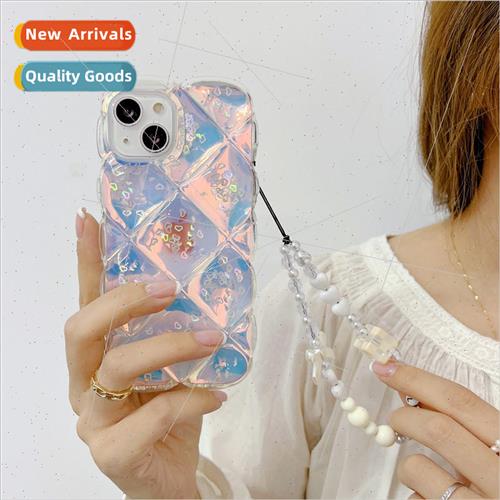 Apply iPhone13PROMAX creative diamond lattice laser lanyard