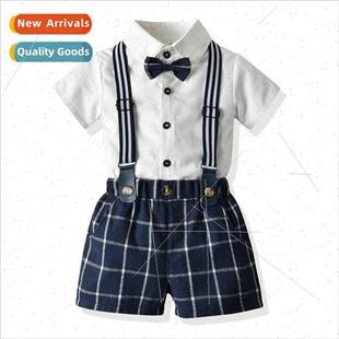 sleeved summer shirt tie bow short new clothing 2023 Boys