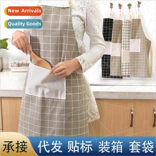 Cotton linen apron new waterproof anti-fouling sleeveless co