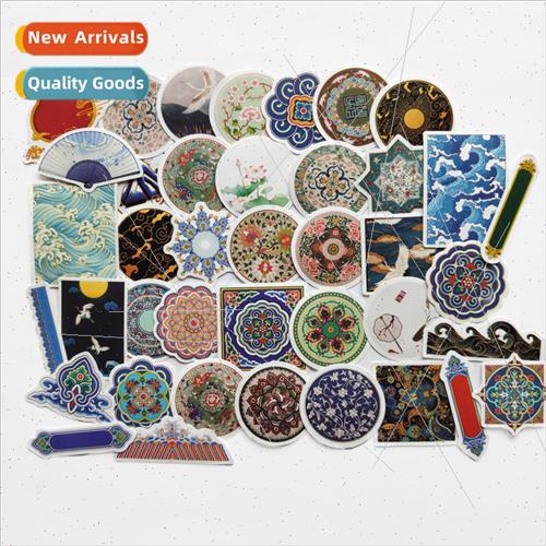 Ancient  restoration pattern landscape crane stickers handbo