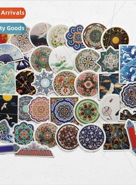 Ancient  restoration pattern landscape crane stickers handbo