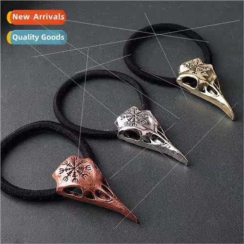 Scandinavian Viking compass symbol raven skull headband vint