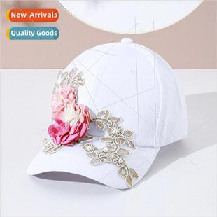 France light luxury fashion embroidery flowers baseball cap