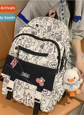Harajuku ins schoolbag female new graffiti girl large-capaci