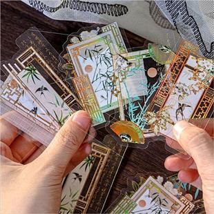 series PET Chinese and fold new painting pack Poetry sticker