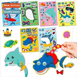 change face kids pack sticke DIY sharks stickers 6pcs puzzle