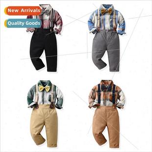 lapel long sleeved Childrens baby plaid shirt boy childrens