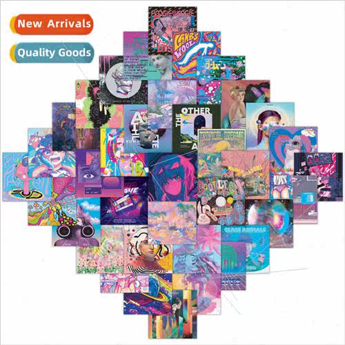 60 new INS steam wave graffiti stickers cute psychedelic gir