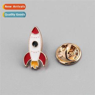 Rocket Brooch Badge Multi Cloth Drip color Oil Fashion Alloy