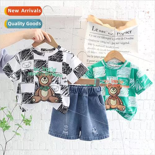 Boys summer short-sleeved suit 2023 new fashionable square b