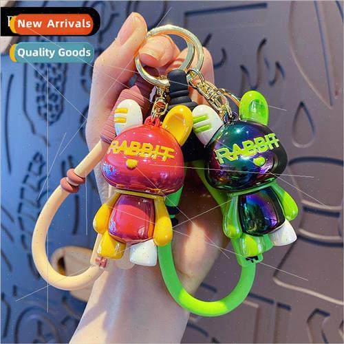 Cartoon cool electroplating standing rabbit keychain female
