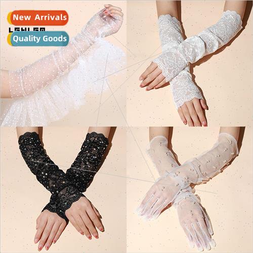 New satin vintage gloves mesh long lace wedding wedding brid