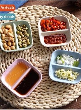 Wheat straw double compartment small dish kitchen seasoning