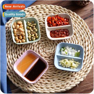 Wheat straw double compartment small dish kitchen seasoning