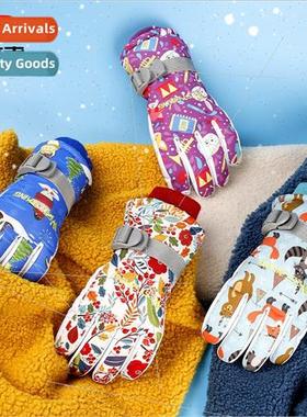 Childrens warm gloves ski gloves winter padded cute kids out
